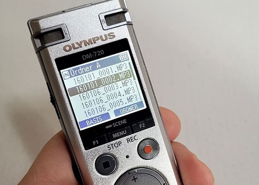 Olympus DM720 Diktiergerät - Dateiliste